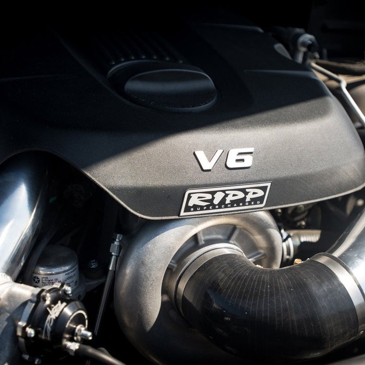 RIPP high-performance supercharger system installed in a vehicle, showcasing seamless compatibility